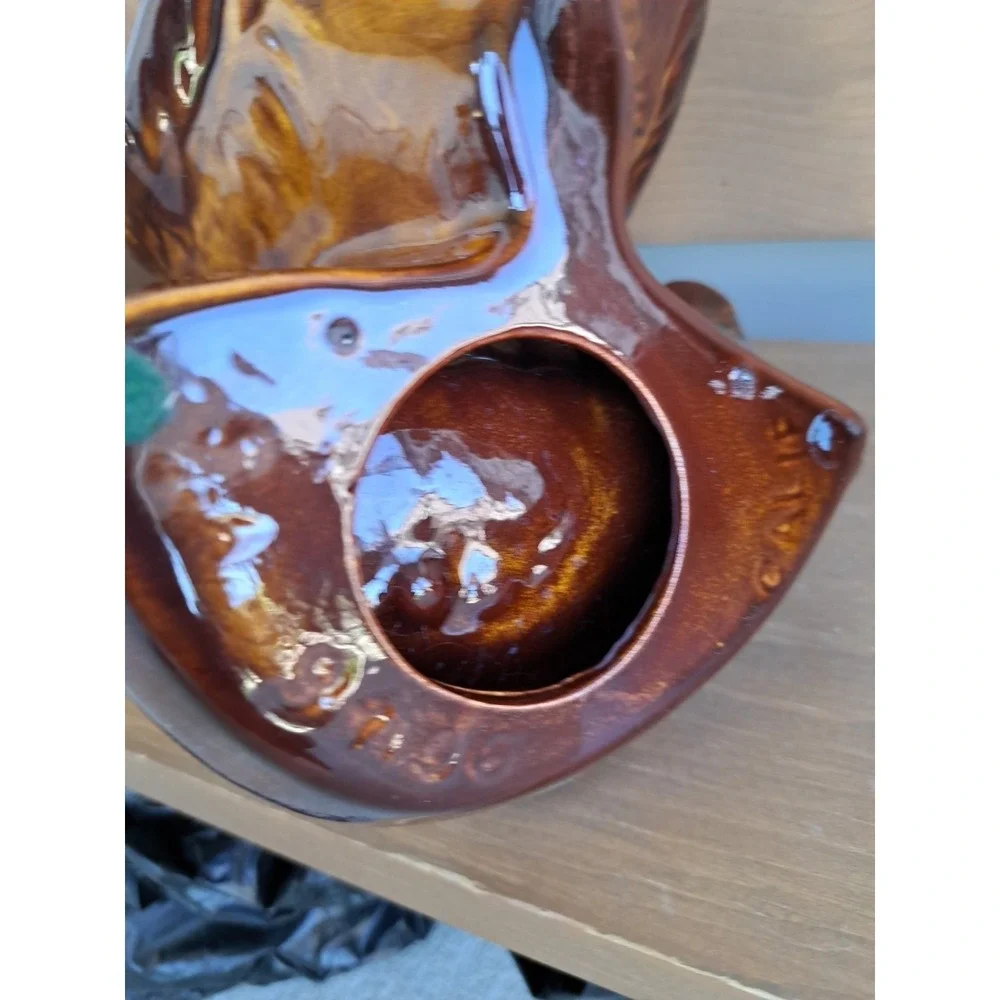 VTV California Pottery Glaze‎ Ceramic Owl Coin Tray Brown Collectable Decorative